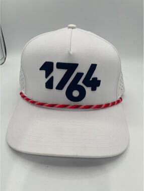 1764 Baseball Golf Cap Hat White Blue Letters Vented Mesh Performance Sports